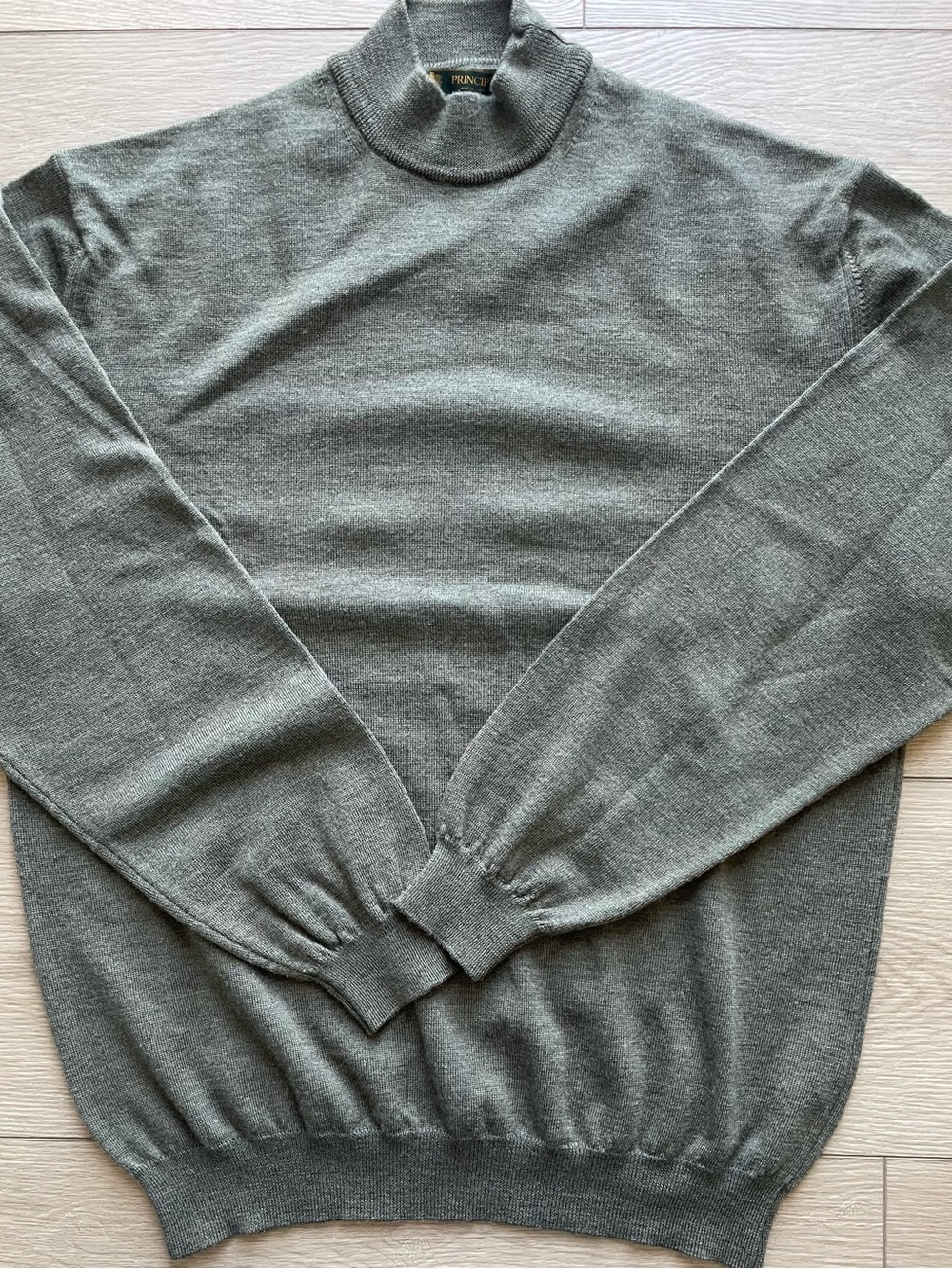 Principe Men’s Green Merino Sheep Wool Long Sleeve Knit Pullover Sweater